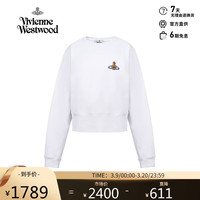 薇薇安·威斯特伍德(Vivienne Westwood)经典款女士短款圆领徽标卫衣长袖 白色 M