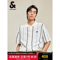 杰克·琼斯（JACK&JONES）夏季潮百搭法斗犬度假针织开衫宽松短袖镂空上衣男224224003 A06 本白色 常规 A06 本白色 195/112A/XXXL