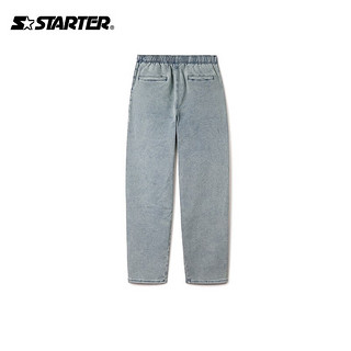 STARTER | 牛仔长裤男女同款宽松直筒型休闲裤子 靛蓝色 M