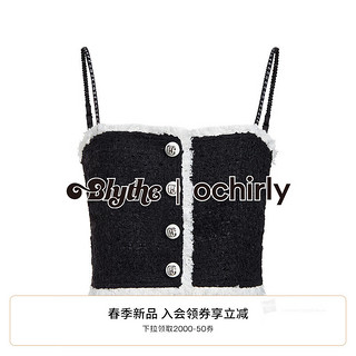 ochirly&Blythe小布系列 短款小香吊带背心女2024新款春装法式 黑色 XS