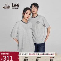 李 Lee【小刘鸭联名】李 Lee24春季新品舒适版圆领灰色男女同款短袖T恤潮流 灰色(尺码偏大,拍小一码)