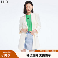LILY 秋新款女装气质纯色款洋气宽松垂感西装外套 605白金 M