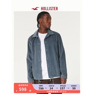 HOLLISTER24年春夏灯芯绒按扣式教练夹克外套 男 357368-1 深蓝灰色 XS (170/84A)