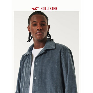 HOLLISTER24年春夏灯芯绒按扣式教练夹克外套 男 357368-1 深蓝灰色 L (180/108A)