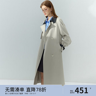 范思蓝恩 23FS13288 高级感超好看风衣女款新款秋季中长款外套 卡其色（长款） M
