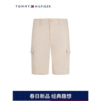 TOMMY HILFIGER 24春季男装休闲通勤小绣标工装贴袋合身短裤MW0MW31244 米白色AEV 36