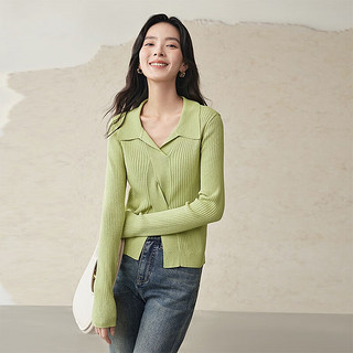 对白（DUIBAI）纯色毛衣设计感女小众秋2023高级针织衫气质温柔上衣冬 绿色 165
