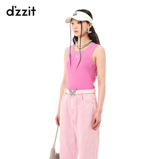 DZZIT地素春夏新款纯欲辣妹蝴蝶烫钻针织背心女3H2E2191I