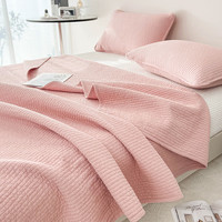 南极人（NanJiren）轻奢双面纯棉床盖单件夹棉绗缝全棉榻榻米床单三件套加厚防滑被单 棉棉粉【双面纯棉 软糯亲肤】 床盖三件套-180x200床盖+枕套一对