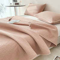 南极人（NanJiren）轻奢双面纯棉床盖单件夹棉绗缝全棉榻榻米床单三件套加厚防滑被单 棉棉咖【双面纯棉 软糯亲肤】 床盖三件套-230x240床盖+枕套一对