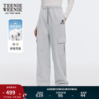 TEENIE WEENIE 小熊女装2024春季宽松直筒运动卫裤工装裤休闲裤 灰色 170/L
