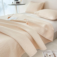 南极人（NanJiren）轻奢双面纯棉床盖单件夹棉绗缝全棉榻榻米床单三件套加厚防滑被单 棉棉米【双面纯棉 软糯亲肤】 单床盖-180x200cm【适合1.5m床】