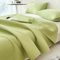 南极人（NanJiren）轻奢双面纯棉床盖单件夹棉绗缝全棉榻榻米床单三件套加厚防滑被单 棉棉绿【双面纯棉 软糯亲肤】 单床盖-180x200cm【适合1.5m床】