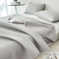 南极人（NanJiren）轻奢双面纯棉床盖单件夹棉绗缝全棉榻榻米床单三件套加厚防滑被单 棉棉灰【双面纯棉 软糯亲肤】 床盖三件套-230x240床盖+枕套一对