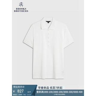 布克兄弟（BrooksBrothers）女士24早春花边简约短袖针织Polo衫 1001-白色 XL