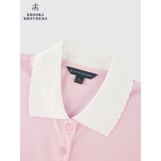 Brooks Brothers BrooksBrothers）女士24早春花边简约短袖针织Polo衫 B655-粉色 L