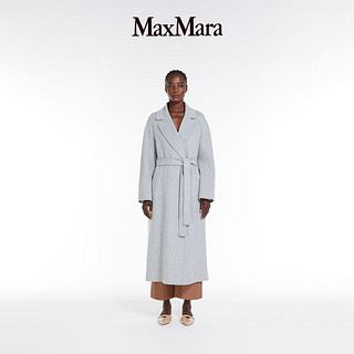 MaxMara 2024早春女装绵羊毛长袍式大衣9011034106 浅灰色 40