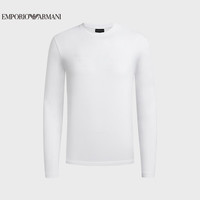 阿玛尼EMPORIO ARMANI24早春EA男装圆领长袖徽标T恤 XXL 0147白色
