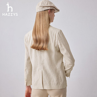 哈吉斯（HAZZYS）女装 2024春夏女士宽松落肩通勤单西女ASUSJ0BBJ12 浅米色LI 155/80A 36