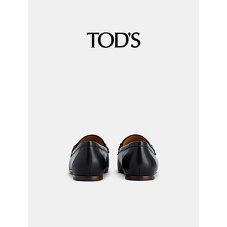 TOD'S【】2024春夏女士TIMELESS双T扣皮革乐福鞋平底鞋 黑色 38.5 脚长26.5cm