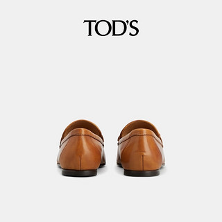 TOD'S【】2024春夏女士TIMELESS双T扣皮革乐福鞋平底鞋 棕色 36.5 脚长25cm
