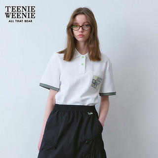 Teenie Weenie小熊女装2024年夏季短袖POLO衫T恤时尚白色上衣 白色 175/XL