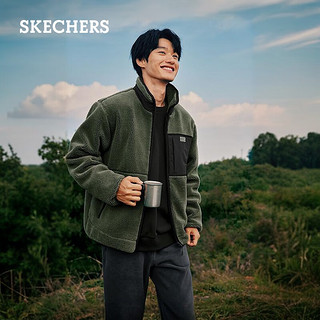 斯凯奇（Skechers）男款常规羊羔绒外套P423M081 雀仔石绿/01DN L