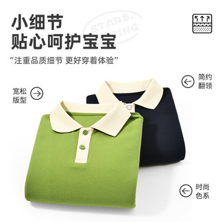 马克华菲 男童夏装短袖t恤儿童polo衫夏季男孩宝宝上衣半袖夏款大童装 m漫游中K暗夜蓝 140