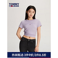 TOMMY JEANS【美式休闲】24春夏女装纯棉刺绣修身净色短袖T恤17827 淡紫色W06 M