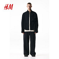 H&M【H2合作系列】男女同款2024春季大廓形口袋衬衫1225978 黑色 165/84A