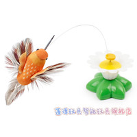 蓬源玩具仿生蝴蝶飞行器 电动猫玩具 旋转逗猫棒 飞舞蝴蝶小鸟玩具 电动旋转小鸟(3节电池)
