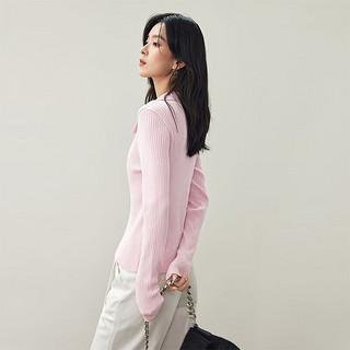 对白（DUIBAI）纯色毛衣设计感女小众秋2023高级针织衫气质温柔上衣冬 粉色 160