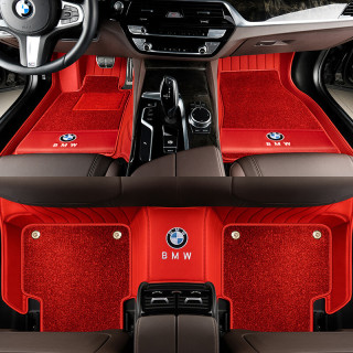 汽车脚垫适用于23款宝马5系x5lx76系gt740lix3全包脚垫牛皮魅惑红2324