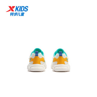 特步（XTEP）儿童童鞋男女童幼小童舒适透气魔术贴鞋 帆白/金橘黄 22码