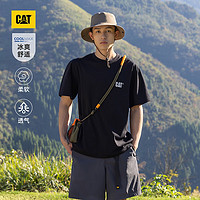 CAT卡特24春夏男户外舒适Coolmax科技logo印花短袖T恤 黑色 L