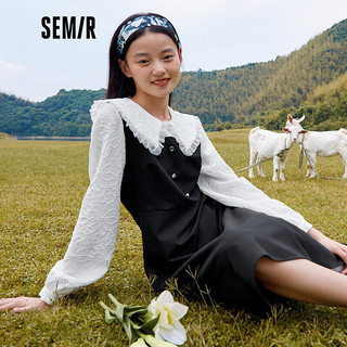 Semir 森马 连衣裙女黑白拼接质感通勤春秋款撞色中长裙气质107522114870 L