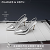 CHARLES & KEITH CHARLES&KEITH时尚链条尖头高跟鞋凉鞋女士鞋CK1-60280377 Silver银色 36