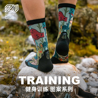 ZEALWOOD赛乐美丽诺羊毛袜训练中筒袜加厚保护防滑袜training 魔幻植物 M(39-42)