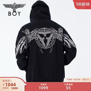 BOY LONDON【荷鲁斯之眼】潮牌龙年外套三鹰刺绣时尚开衫卫衣 N06006 黑色 XL