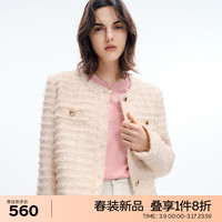 伊芙丽（eifini）伊芙丽蝴蝶纱流苏设计精致大气小香风短外套2024春季休闲外套 米白 165/88A/L