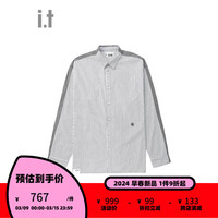 izzue it 男装条纹长袖衬衫2024春季新款时尚型男宽松衬衣8111S4M B