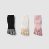 蕉内银皮501S分趾袜子女士撞色运动透气网眼抗菌五指二指可选夏季3双 【五趾】碳黑+奶白+雾粉 女士均码(34-39)