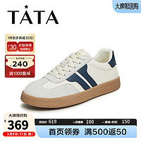 他她（TATA）2024春百搭时尚简约德训鞋女WG801AM4 米白/蓝 34