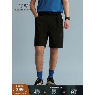 Teenie Weenie Men小熊男装休闲裤2024年夏季美式宽松直筒运动短裤 黑色 185/2XL