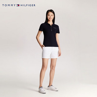 TOMMY HILFIGER【修身微弹】24新款春夏女撞色字母五粒扣POLO衫41032 