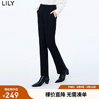 LILY 2023冬新款女装含绵羊毛时尚气质通勤显瘦立体中缝西式休闲裤 510黑 M