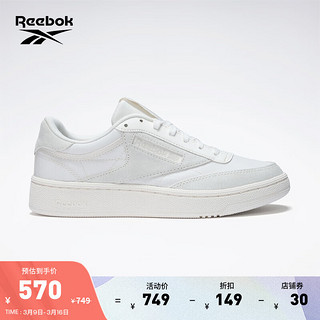 Reebok锐步24春夏新男女CLUB C 85 W+时尚街头黑武士复古板鞋 100222155 38.5 (24.5cm),US: 6.5