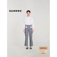 SANDRO2024早春女装时尚休闲高腰竖条纹直筒长裤SFPJE00602 D251/蓝色 42