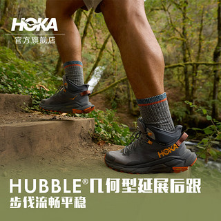 HOKA ONE ONE 男款春夏中帮轻量舒适防水徒步鞋TRAIL CODE GTX户外 板岩色/橡木白 41