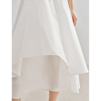 茵曼新疆棉法式不规则双层摆圆舞裙2024夏季女装松紧腰A字半身裙 珍珠白 S